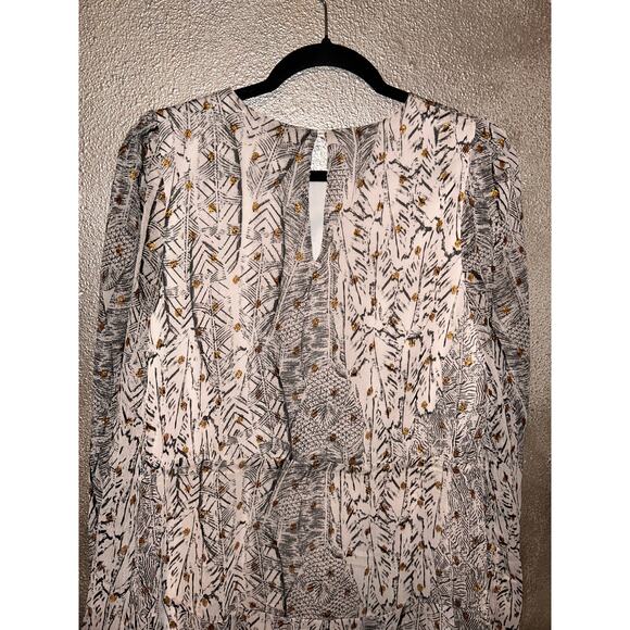 En Crème Boho Hippie Edgy Gipsy Tunic Summer Metallic Long Sleeves Dress - Picture 6 of 9